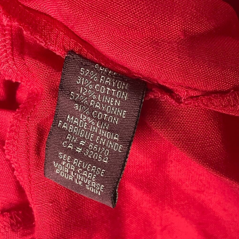 Anthropologie Ranna Gill Off Shoulder Dress Small Red Embroidered Peasant Cotton - Picture 11 of 11